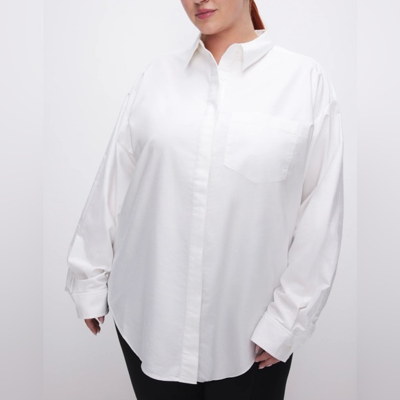 GOOD AMERICAN Cotton Oxford Shirt White 001 Size XL - Picture 6 of 10